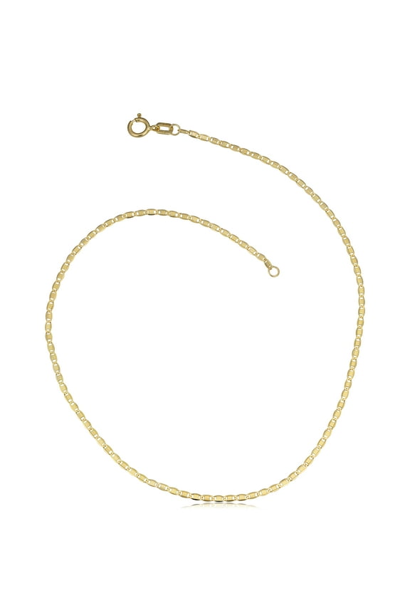 KoolJewelry 10k Yellow Gold Flat Oval Link Anklet (1.2 mm, 10 inch)