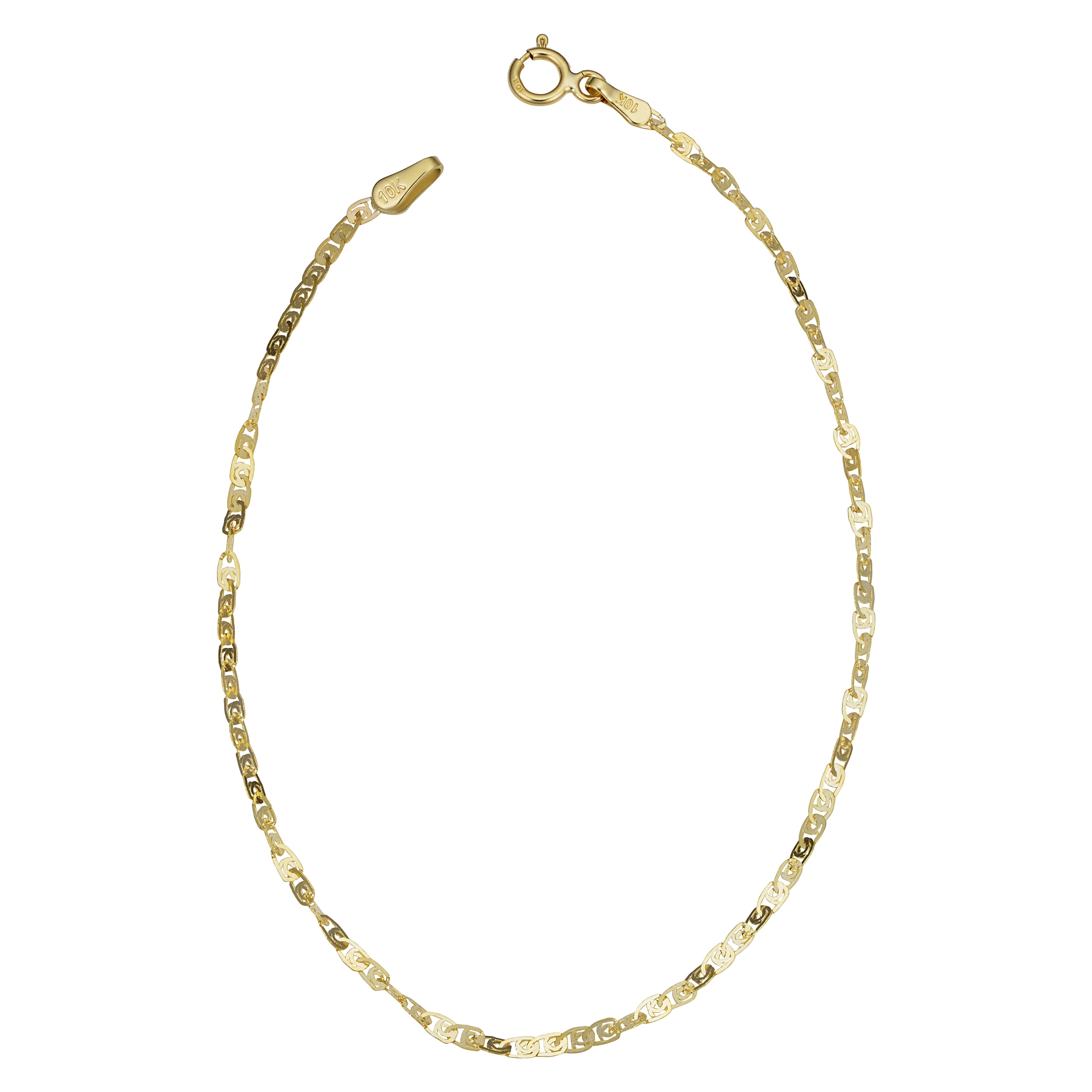 KoolJewelry 10k Yellow Gold Flat Twisted Love Link Anklet (1.85 mm, 10 inch)