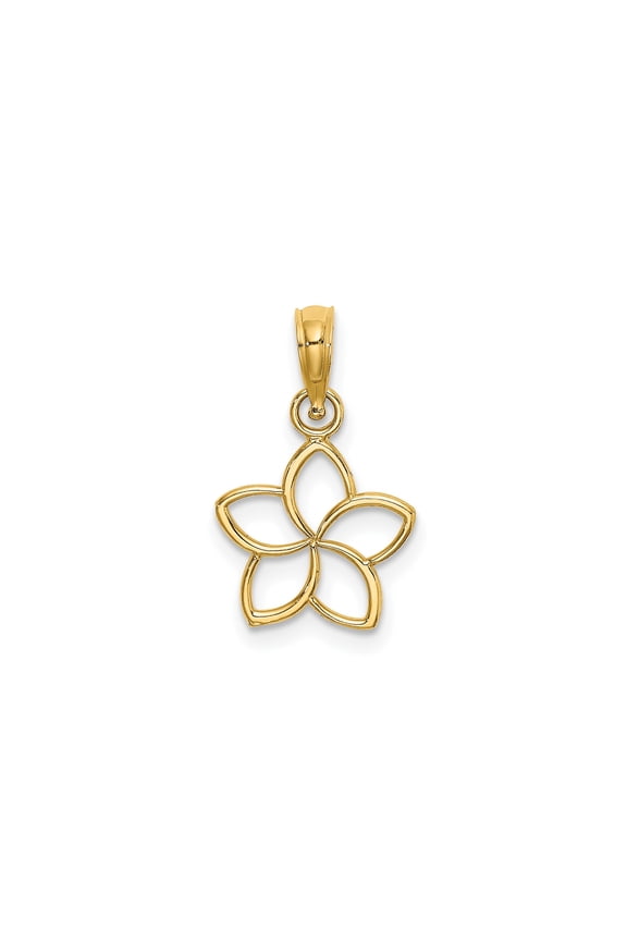 10k Yellow Gold Flower Pendant for Women, Open Petal Floral Charm with Lightweight Design, Feminine Nature Symbol, Dainty Minimalist Accessory for Everyday Wear