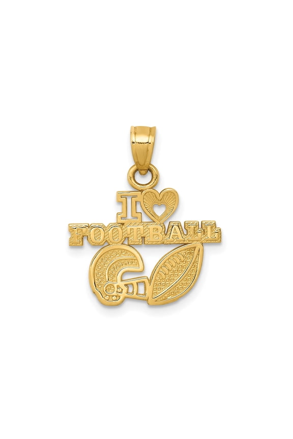 10k Yellow Gold Football Pendant with Heart Helmet and Ball Design, Sports Jewelry for Men Women and Teens, Athletic Fan Necklace for Game Day or Team Spirit Style