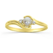 DIRECT-JEWELRY 10k Yellow Gold Freshwater Cultured Pearl And Diamond Ring