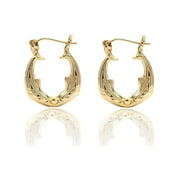 FLOREO 10k Yellow Gold Friendship Love Hoop Earrings with Kissing Dolphin Design