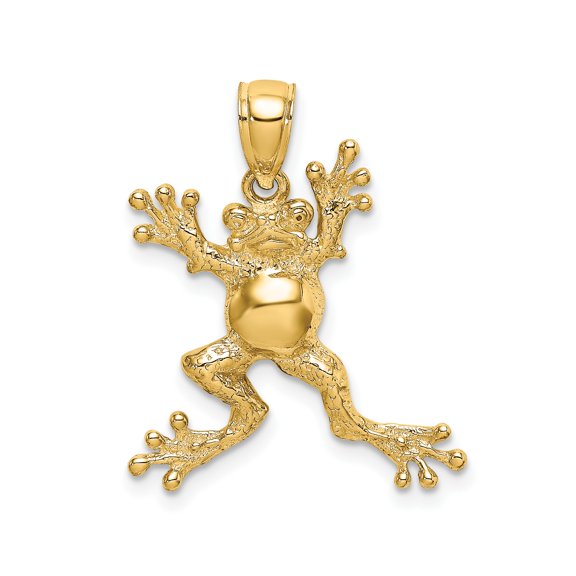 10k Yellow Gold Frog Pendant for Necklace or Bracelet, Textured Animal Charm for Men and Women, Symbolic Nature Jewelry for Good Luck, Transformation, Renewal, and Spiritual Style