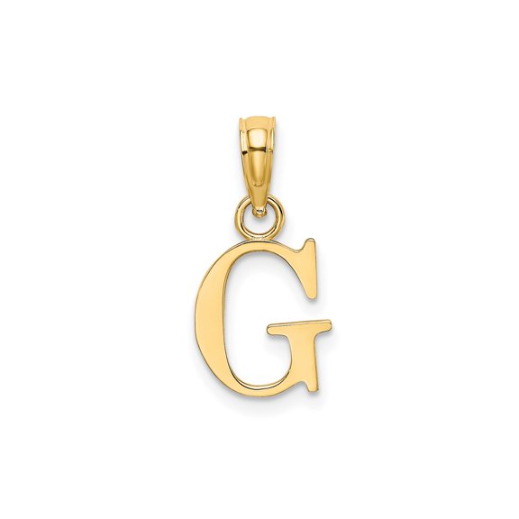 10k Yellow Gold G Initial Pendant for Women and Unisex Wear, Classic Serif Alphabet Charm, Polished Monogram Necklace Accent for Layering or Everyday Jewelry