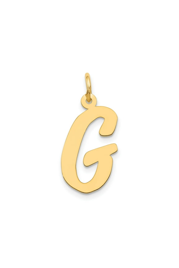 10k Yellow Gold G Pendant Necklace Charm for Women or Unisex, Polished Script Initial, Personalized Monogram Letter Jewelry, Minimalist Style for Identity and Custom Expression