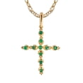 thumbnail image 1 of 10k Yellow Gold Genuine Emerald Cross Pendant Necklace, 1 of 5