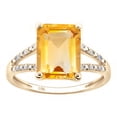 thumbnail image 1 of 10k Yellow Gold Genuine Emerald-Shape Citrine and Split-Shank Diamond Ring, 1 of 5