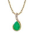 thumbnail image 1 of 10k Yellow Gold Genuine Pear-Shape Emerald and Diamond Drop Pendant Necklace, 1 of 5