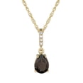 thumbnail image 1 of 10k Yellow Gold Genuine Pear-Shape Smoky Quartz and Diamond Drop Pendant Necklace, 1 of 5