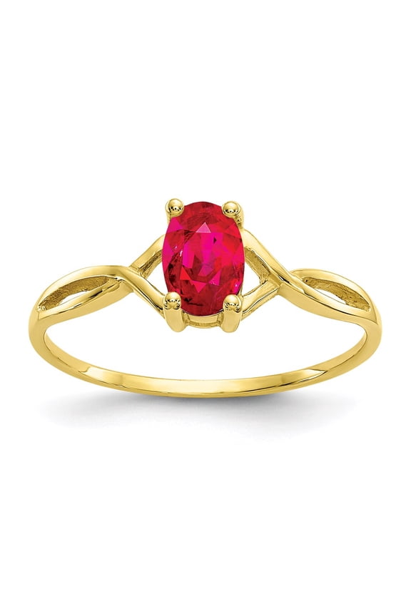 10k Yellow Gold Genuine Ruby Birthstone Ring Fine Jewelry For Women Gifts For Her, Size 7