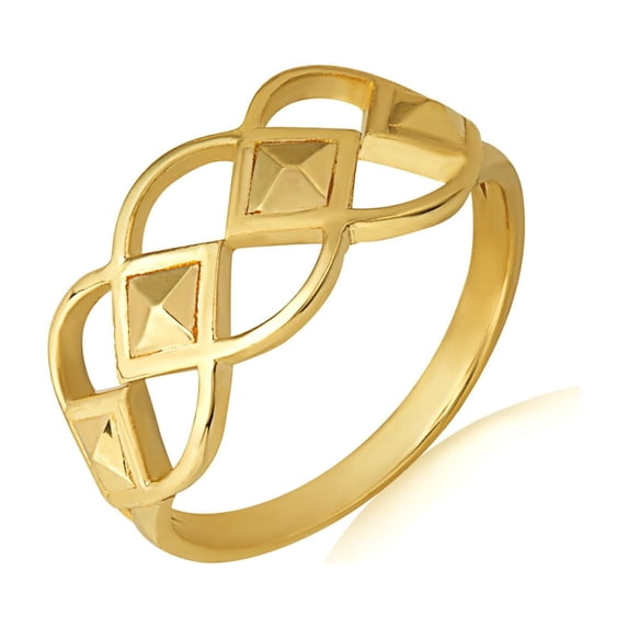 10k Yellow Gold Geometric Design Band Ring (Size 4)