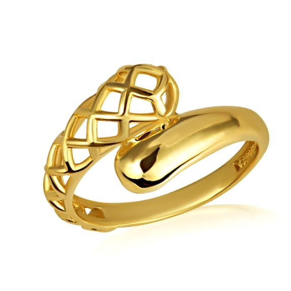 10k Yellow Gold Geometric Design Wraparound Ring (Size 4)