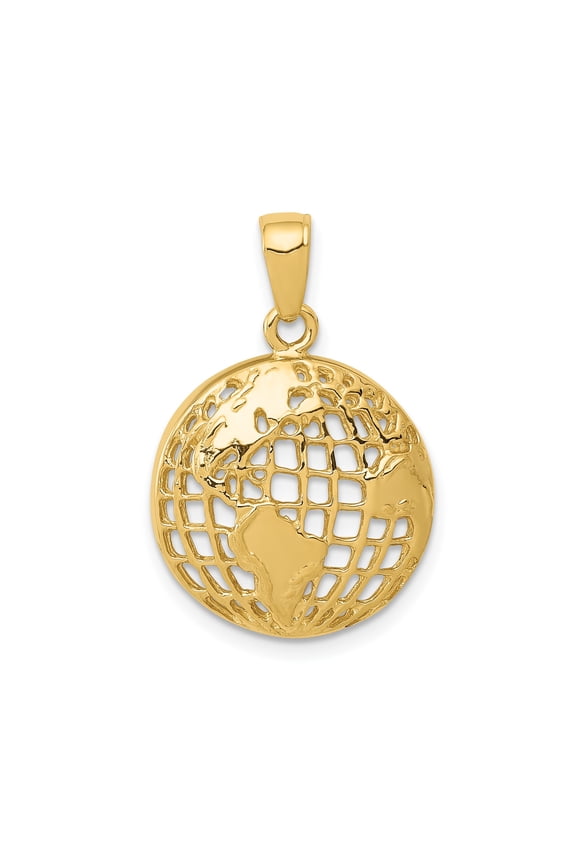 10k Yellow Gold Globe Pendant with Cutout World Map Design, Unisex Travel Charm for Necklace, Symbol of Global Unity, Adventure, Cultural Identity, Exploration, Multicultural Awareness