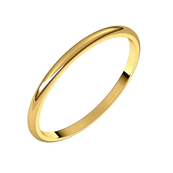 10k Yellow Gold Half Round 1.5mm Lightweight Half Round Light Band Size 8 Ring for Women and Men