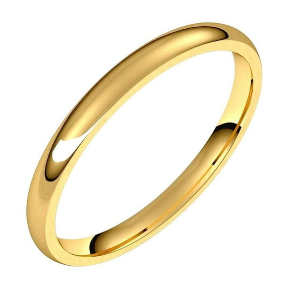 10k Yellow Gold Half Round 2mm Comfort-fit Lightweight Half Round Comfort-Fit Light Band Size 4 Ring for Women and Men