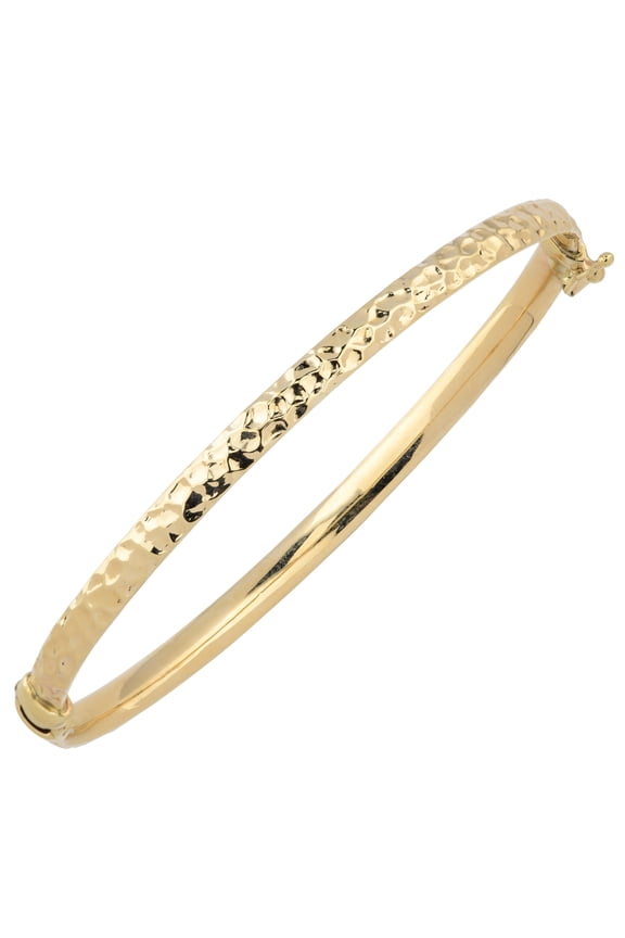 10k Yellow Gold Hammered Bangle Bracelet (4 mm, 7.5 inches)