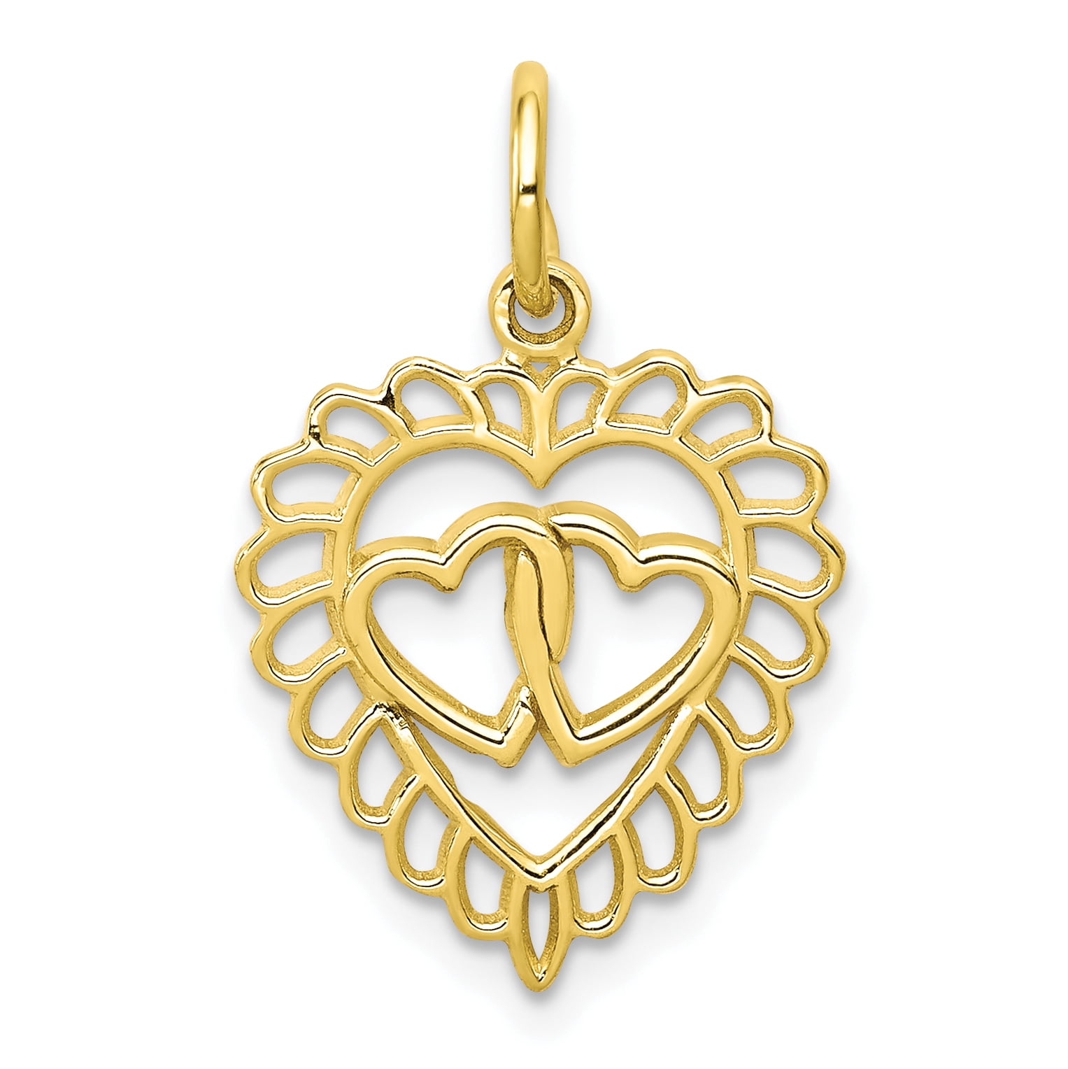14k Yellow Gold Eye Pendant Necklace - Polished & Rhodium Enameled, 15.1x14.9mm, No Chain Included - View #8