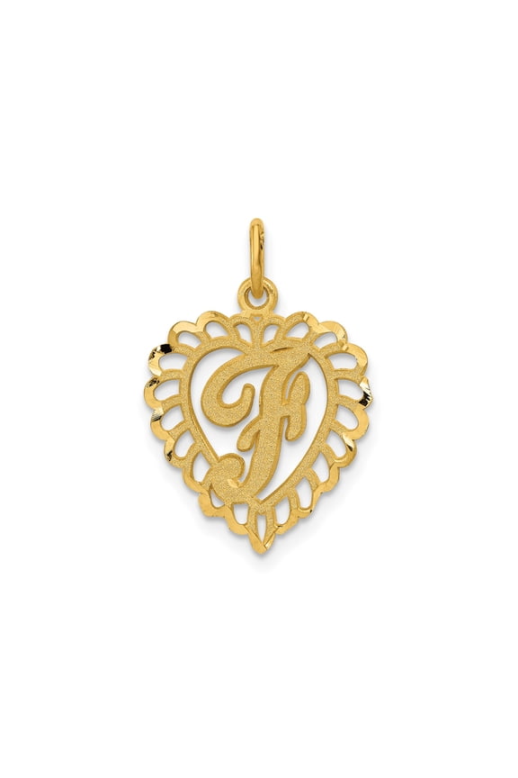 10k Yellow Gold Heart Pendant with Script Letter J, Filigree Initial Charm for Women, Personalized Alphabet Monogram Necklace, Dainty Custom Jewelry, Symbol of Love and Identity