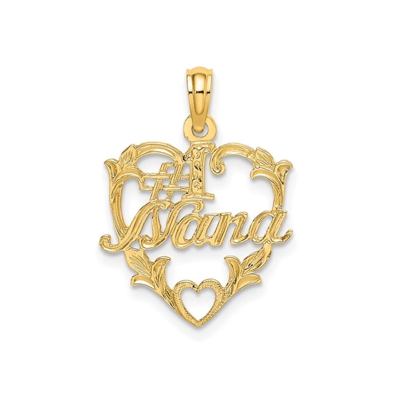 10k Yellow Gold Heart Pendant for Women with Leaf Accents, Nana Charm Necklace, Sentimental Grandmother Jewelry, Family Love Keepsake, Dainty Gold Accessory