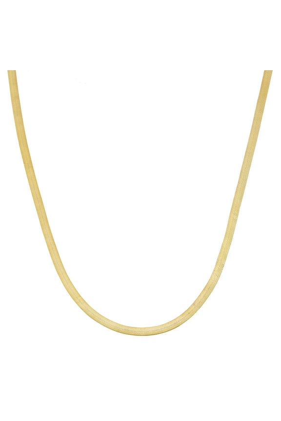 KoolJewelry 10k Yellow Gold Herringbone Chain Necklace for Women (1.67 mm, 18 inch)