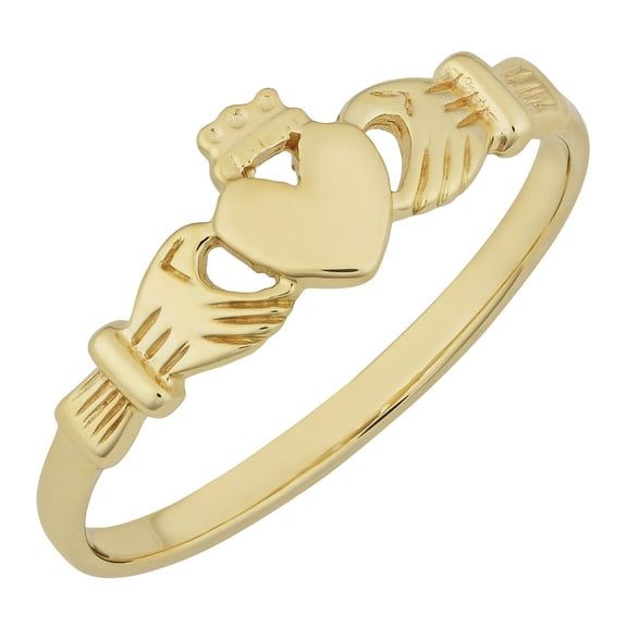 KoolJewelry 10k Yellow Gold High Polish Claddagh Ring