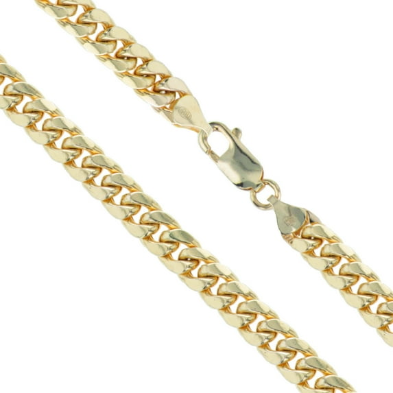 10k Yellow Gold-Hollow Curb Miami Cuban Link Chain 6.9mm Necklace 22" Jewelry Female Unisex