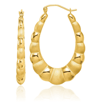 10K Solid Yellow Gold Oval Medium Hoop Earrings