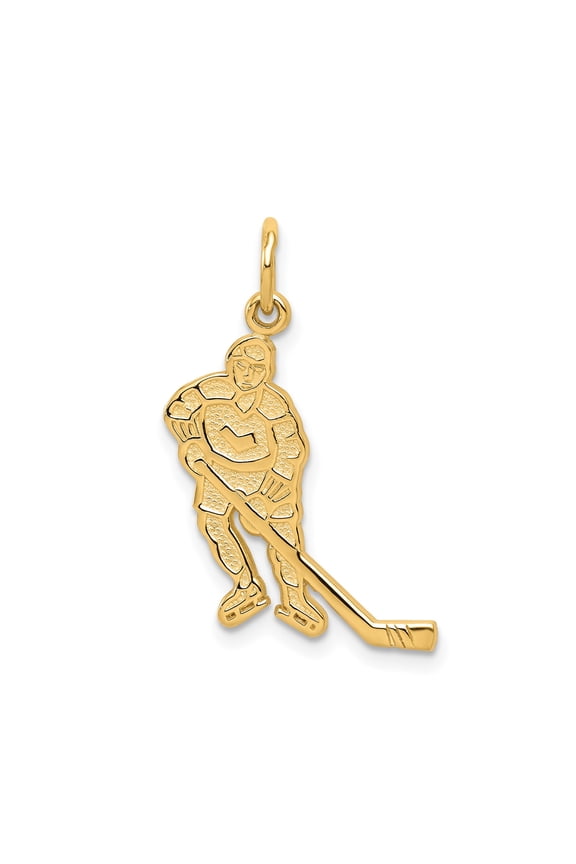 10k Yellow Gold Ice Hockey Player Pendant Necklace for Men and Women, Skating Athlete Charm, Unisex Sports Jewelry, Team Spirit Athletic Accessory