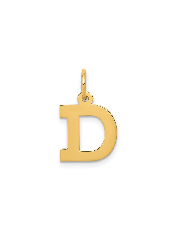 10k Yellow Gold Initial D Pendant Charm for Women or Unisex, Block Letter Monogram Jewelry with High Polish Finish for Necklace or Bracelet
