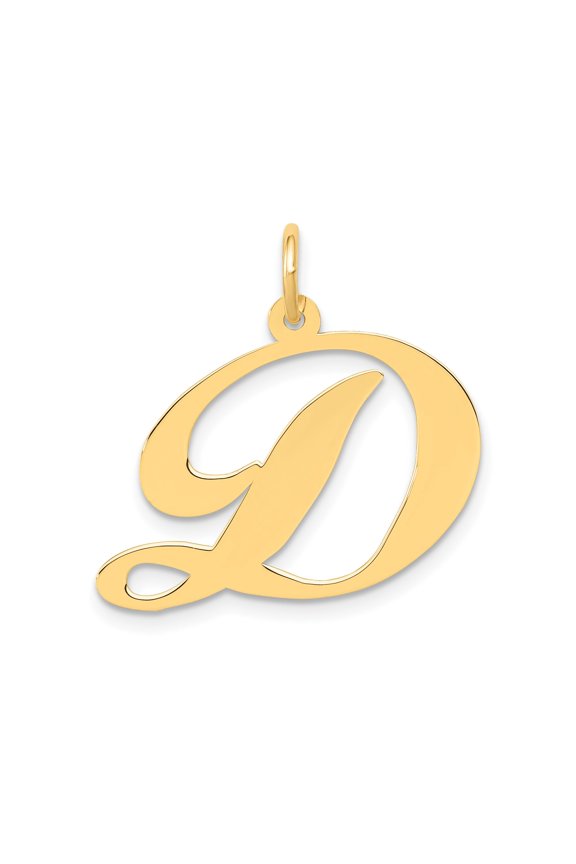 10k Yellow Gold Initial D Pendant for Women, Polished Cursive Alphabet Charm Necklace, Personalized Script Letter Jewelry, Elegant Monogram Accessory for Everyday Wear