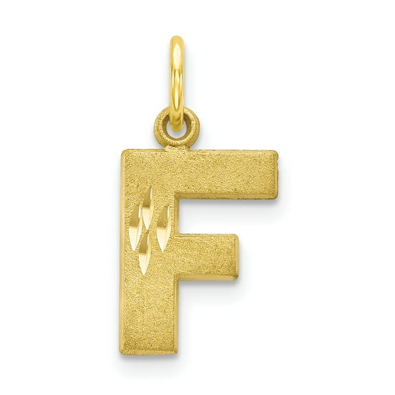 10k Yellow Gold Initial F Charm Pendant