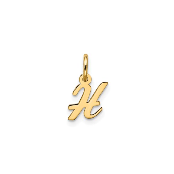 10k Yellow Gold Initial H Pendant Charm, Polished Script Letter, Unisex, Jewelry Stores Network