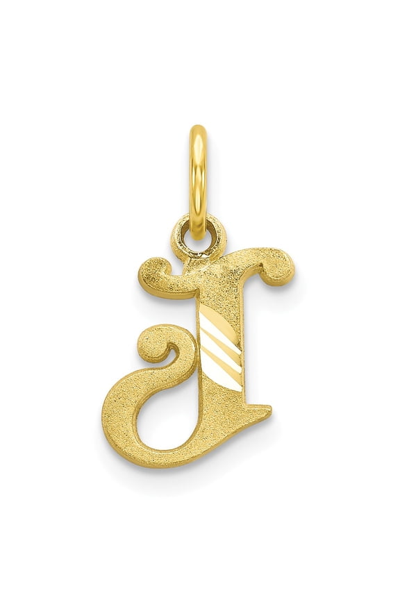 10k Yellow Gold Initial J Charm Pendant