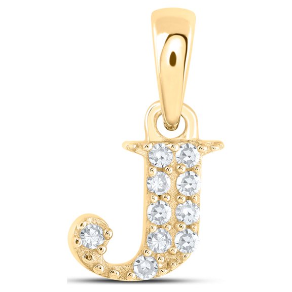 10k Yellow Gold Initial "J" Pendant 0.05 CTW Diamond Women 0.38g Hip Hop Charm