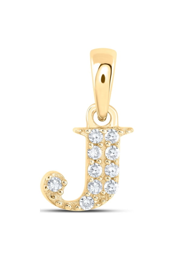 10k Yellow Gold Initial "J" Pendant 0.05 CTW Diamond Women 0.38g Hip Hop Charm