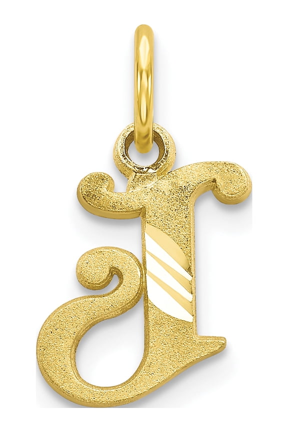 10K Yellow Gold Small Diamond-cut Initial J Charm