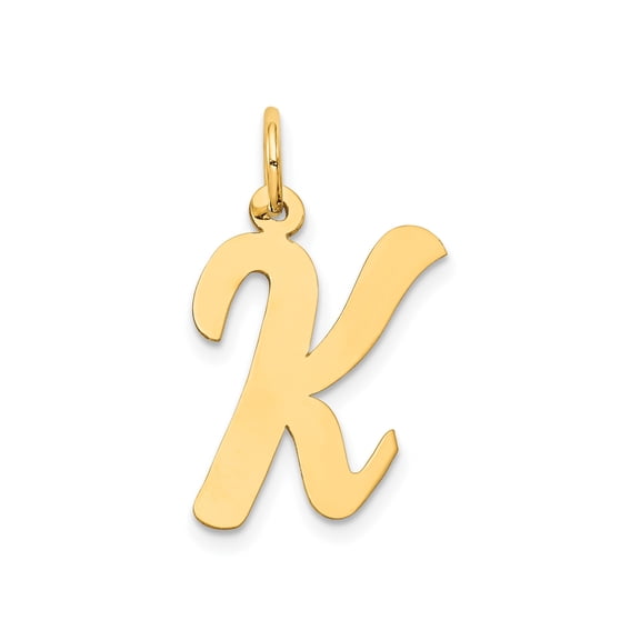 10k Yellow Gold Initial K Pendant Charm for Women, Script Letter Design with Polished Finish, Personalized Jewelry for Necklaces or Bracelets, Monogram Alphabet Accessory for Style