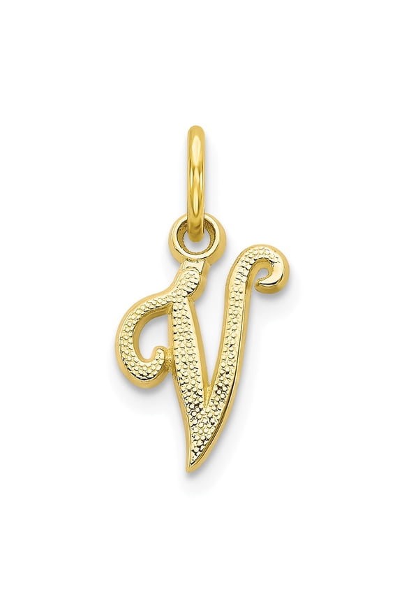 10k Yellow Gold Initial V Charm Pendant