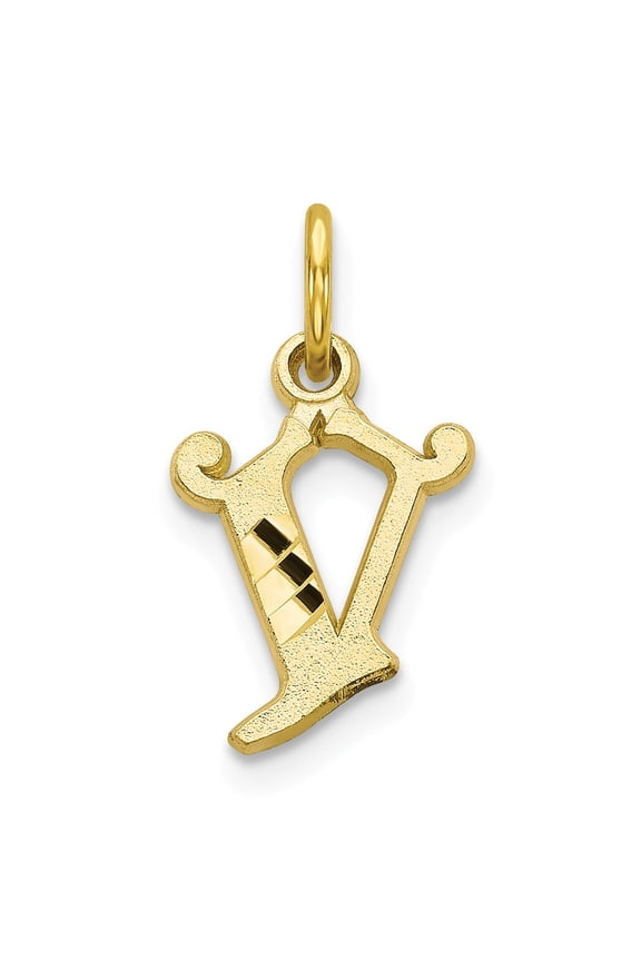 10k Yellow Gold Initial V Charm Pendant