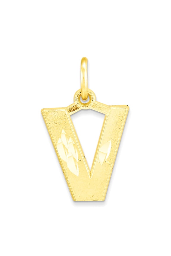 10k Yellow Gold Initial V Charm