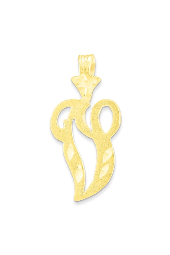 10k Yellow Gold Initial V Charm