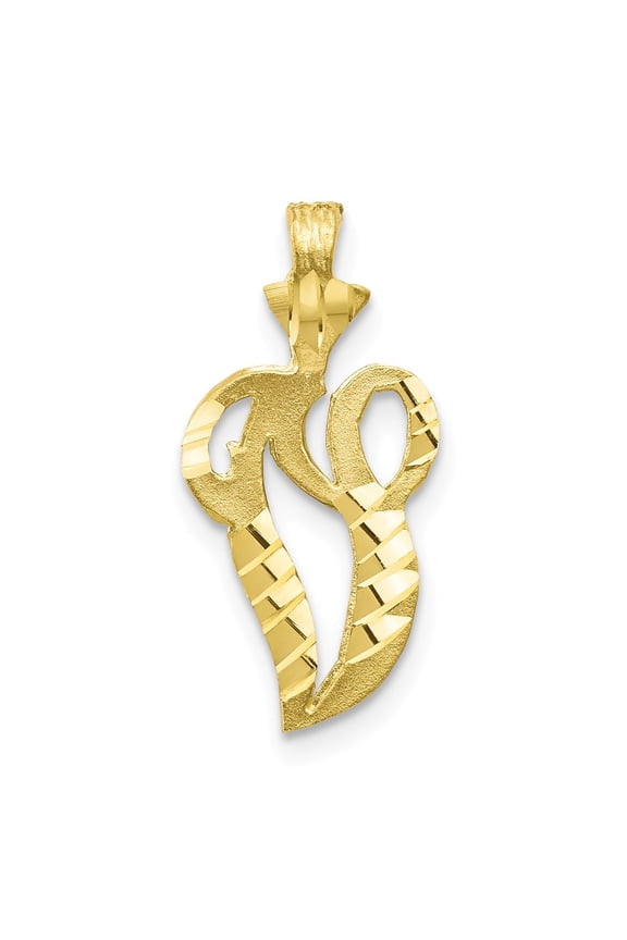 10k Yellow Gold Initial V Pendant Charm