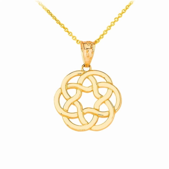 10k Yellow Gold Irish Celtic Trinity Knot Pendant / Necklace (16 Inches)