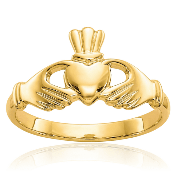 10K Solid Yellow Gold Heart Irish Claddagh Celtic Ring Jewelry