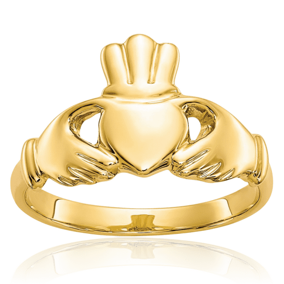 10K Solid Yellow Gold Heart Irish Claddagh Celtic Ring Jewelry