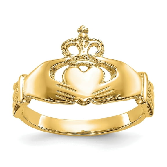 Fine Color Jewels 10K Yellow Gold Twisted Dome Themed Ring Polished Finish for Unisex