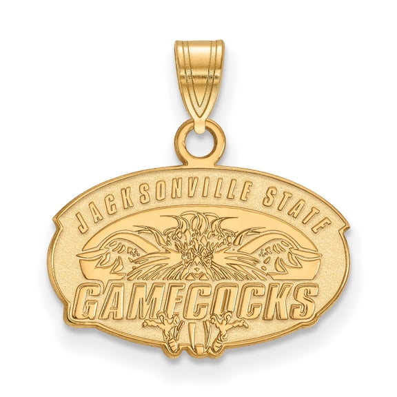 10k Yellow Gold Jacksonville State Gamecocks Pendant for Men and Women with Mascot Design, NCAA Sports Jewelry, Alumni and Fan College Team Spirit Charm