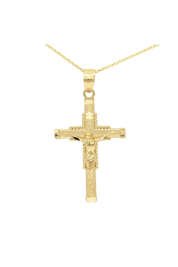 10k Yellow Gold Jesus Crucifix Pendant - Religious Jewelry