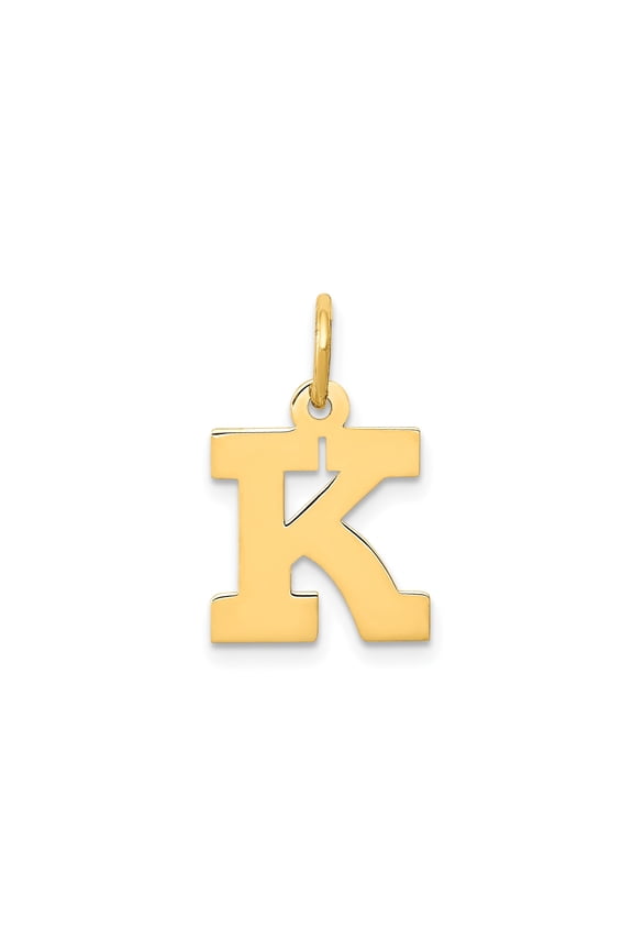 10k Yellow Gold K Initial Pendant for Women or Unisex Wear, Polished Block Letter Necklace Charm, Personalized Alphabet Jewelry for Identity and Everyday Style
