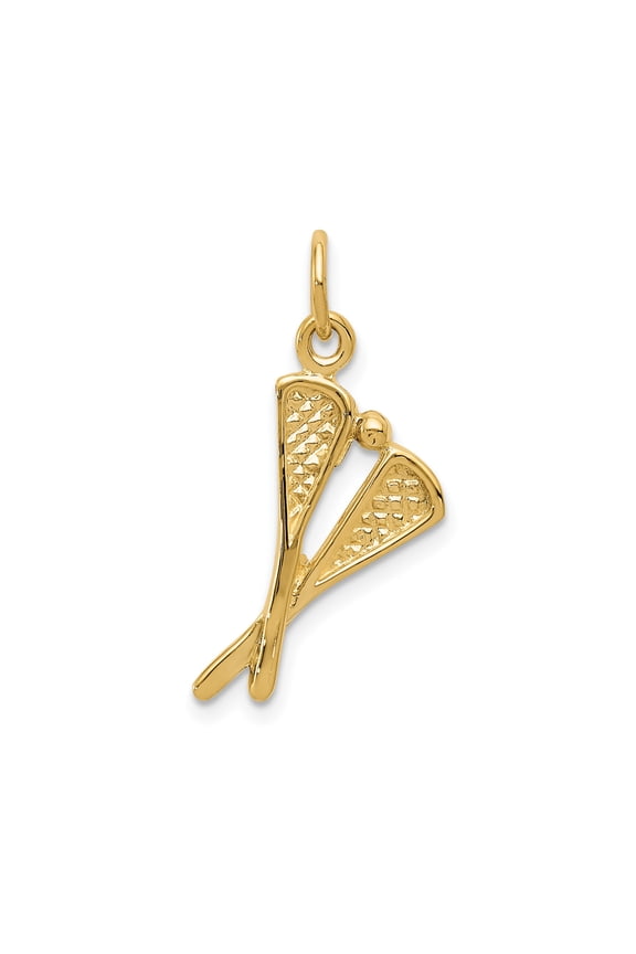 10k Yellow Gold Lacrosse Stick Pendant with Ball, Sports Charm Necklace for Men, Women, or Teens, Athletic Jewelry for Fans and Players, Minimalist Accessory for Lacrosse Lovers